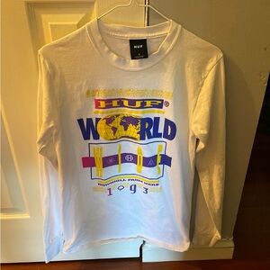 HUF Mens White Graphic Long Sleeve Shirt